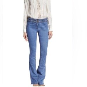 Veronica Beard Biscayne Braided High Waist Flare Jeans Size 8